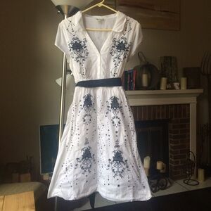 Anthropologie White cotton summer dress